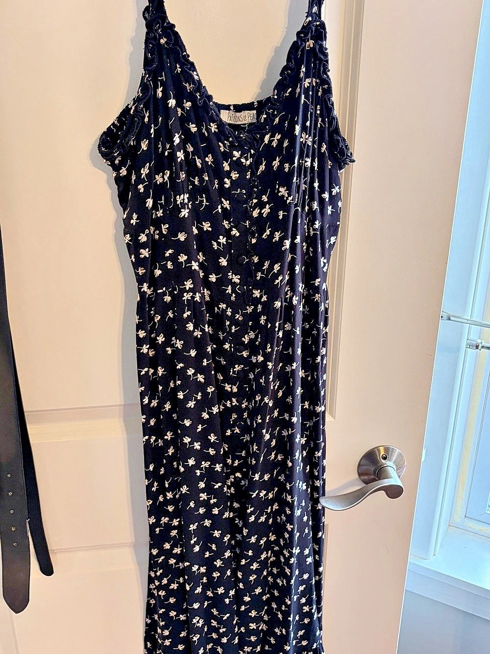 Patrons of Peace Floral Midi Dress Black & Pink Like New